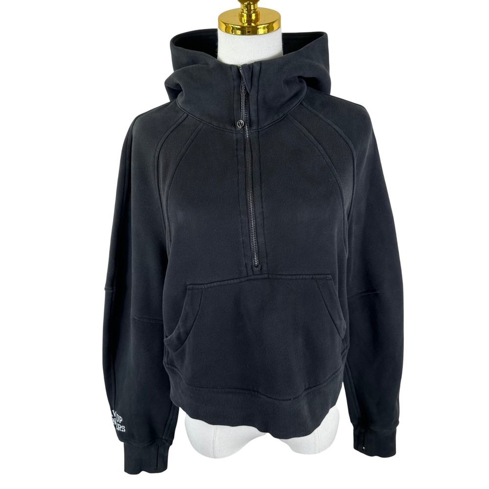 Lululemon Scuba Oversized Half Zip Hood XS/S Black Paws Up Panthers Embroidered